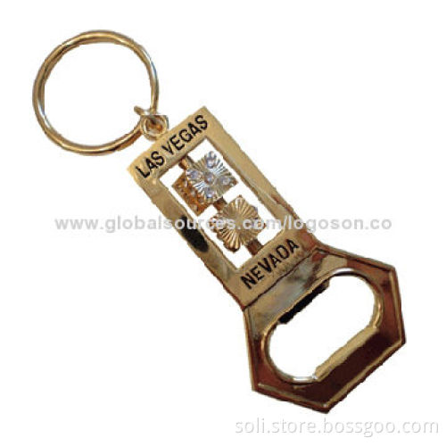 White Rhinestone Key-chain Bottle Opener, Gold Plating, Customized DesignNew